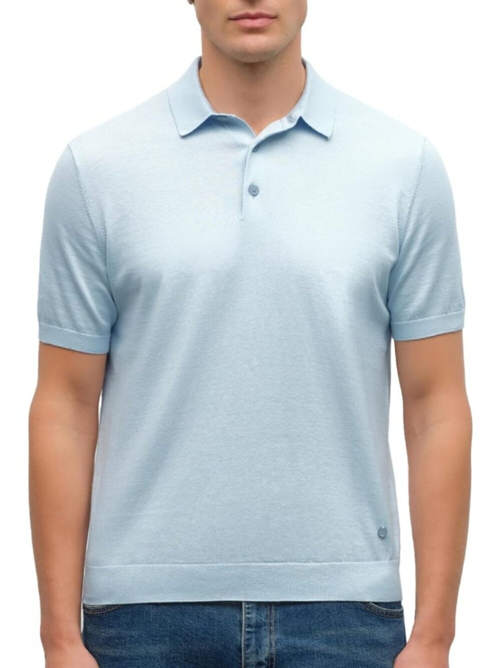 Men’s Rocks Blue Pima Cotton & Cashmere Polo Shirt – Luxury Short Sleeve